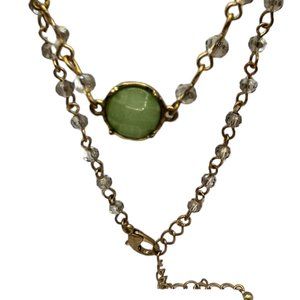 Green and Gold Gemstone Rosary Necklace